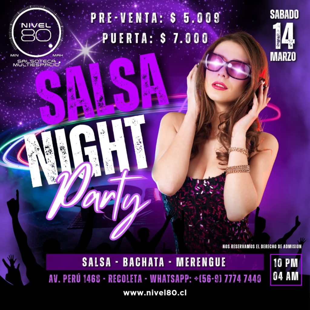 Flyer de una fiesta de Nivel 80