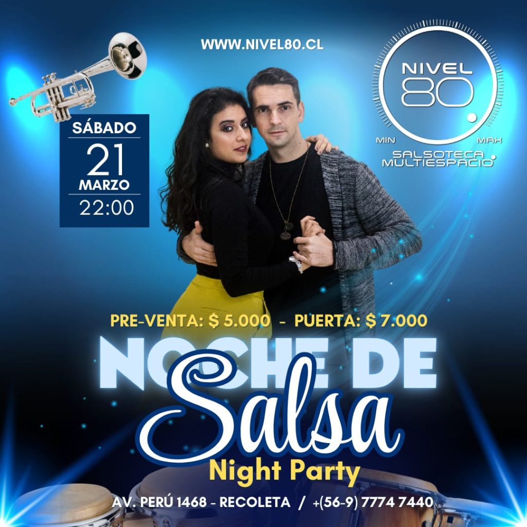 Flyer de una fiesta de Nivel 80