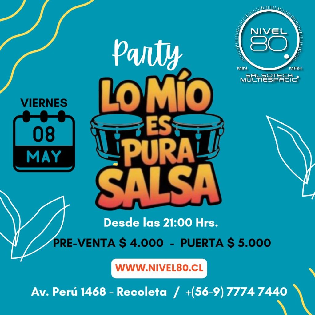 Flyer de una fiesta de Nivel 80