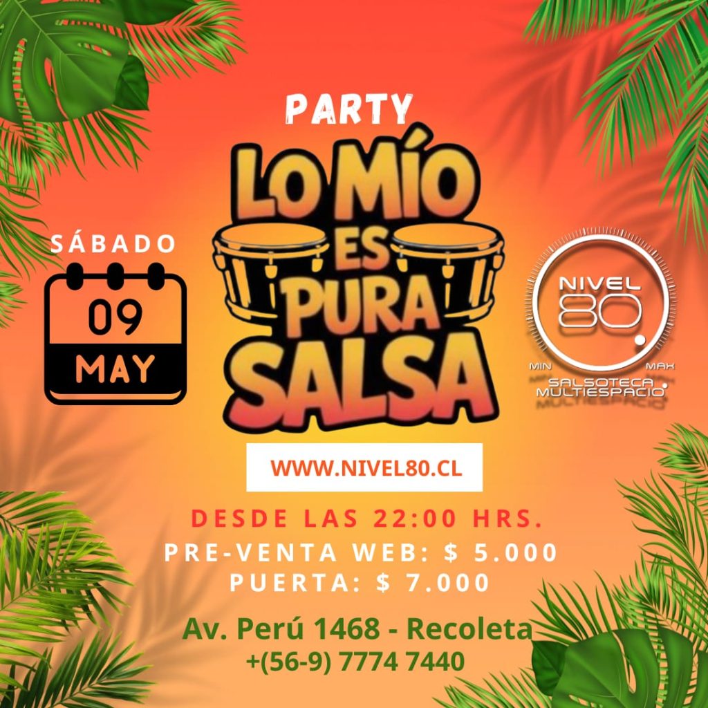 Flyer de una fiesta de Nivel 80