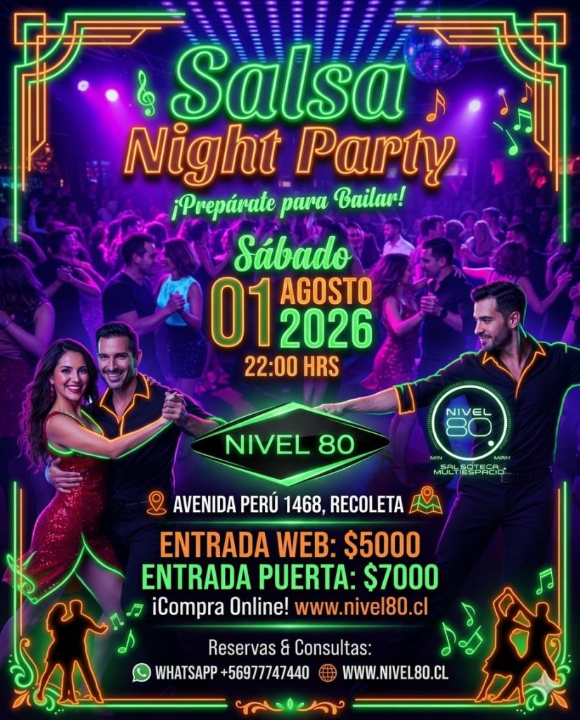 Flyer de una fiesta de Nivel 80