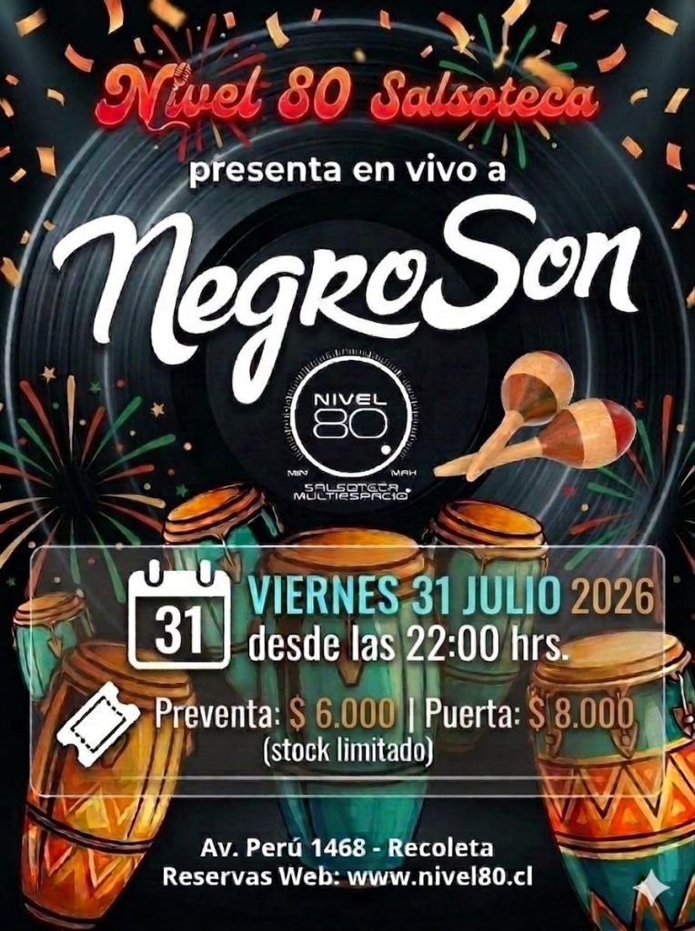 Flyer de una fiesta de Nivel 80
